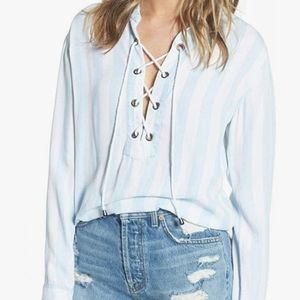 Rails Uli Lace-up Top In Block Stripe